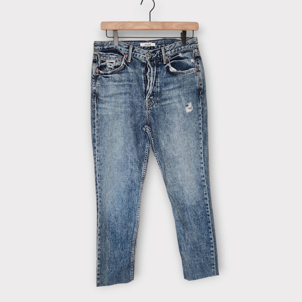 GRLFRND Karolina High Rise Skinny Jeans Distressed Blue Womens 29